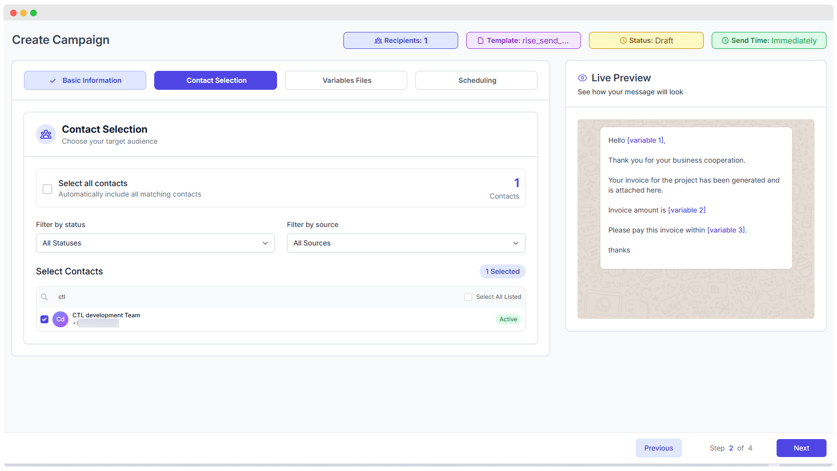 Campaign Contact Selection